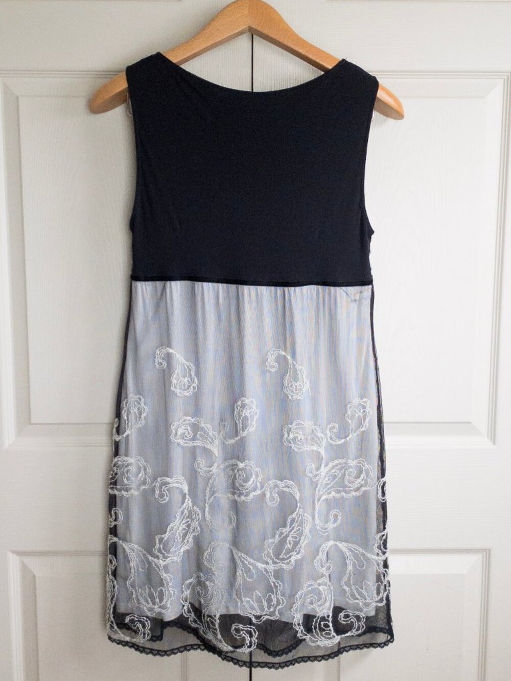 Elisa Cavaletti Italy Embroidered Mesh Layered Midi Dress Black White Size Large - Picture 4 of 9